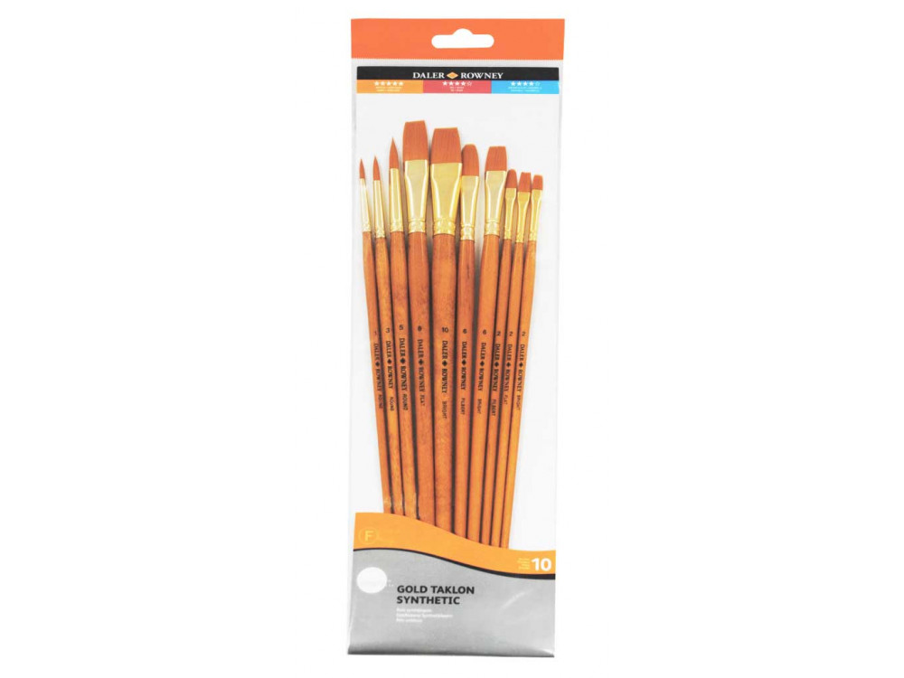 Set of synthetic brushes, Gold Taklon - Daler Rowney - 10 pcs.