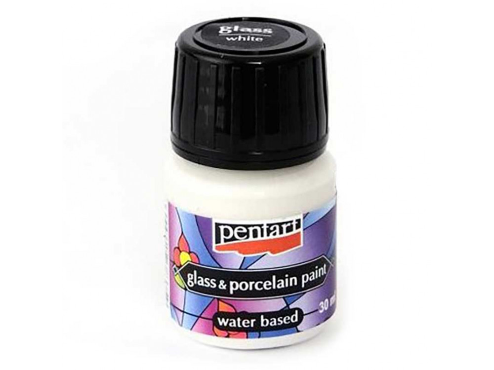Paint for porcelain and glass - Pentart - White, 30 ml