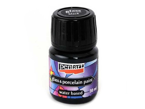 Paint for porcelain and glass - Pentart - Black, 30 ml