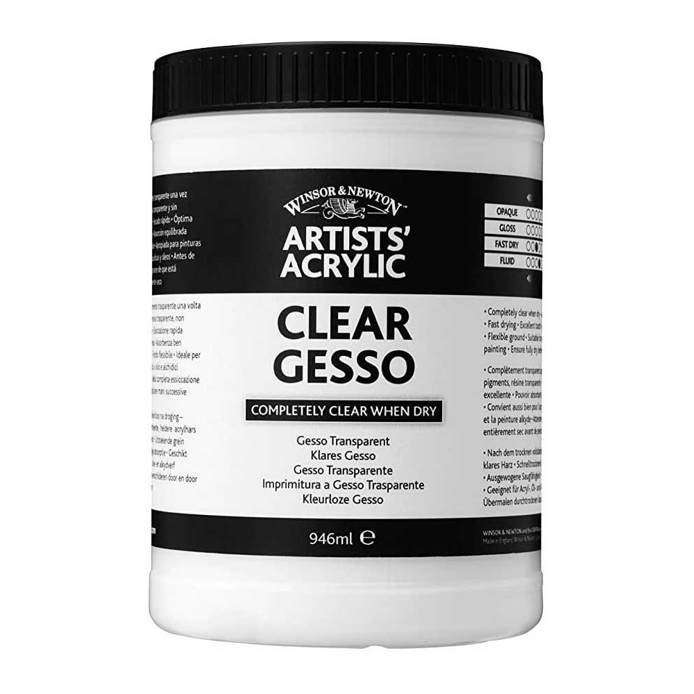Gesso do farb akrylowych i olejnych Clear Gesso - Winsor & Newton - 946 ml