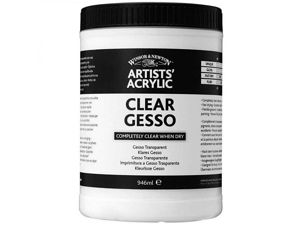 Gesso do farb akrylowych i olejnych Clear Gesso - Winsor & Newton - 946 ml