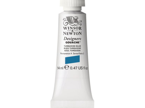 Farba gwasz Designers Gouache - Winsor & Newton - Turquoise Blue, 14 ml