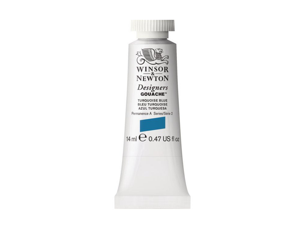 Gouache paint in tube - Winsor & Newton - Turquoise Blue, 14 ml