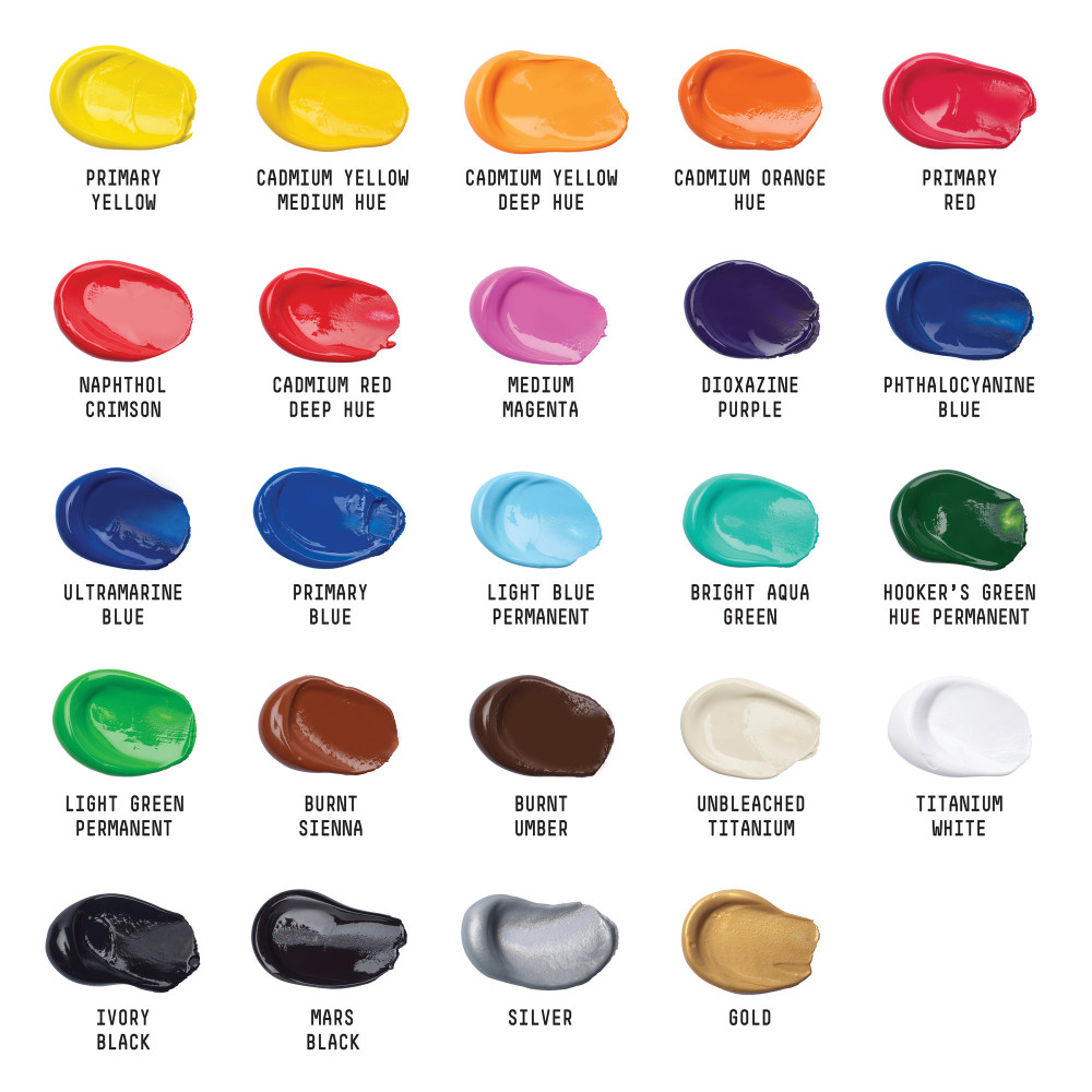 Zestaw farb akrylowych Basics Acrylic - Liquitex - 24 kolory x 22 ml