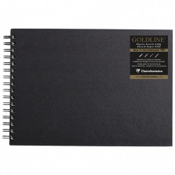 Goldline spiral sketchbook - Clairefontaine - black, horizontal, A4, 140 g, 64 sheets