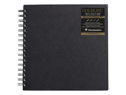 Szkicownik na spirali Goldline - Clairefontaine - czarny, 20 x 20 cm, 140 g, 64 ark.