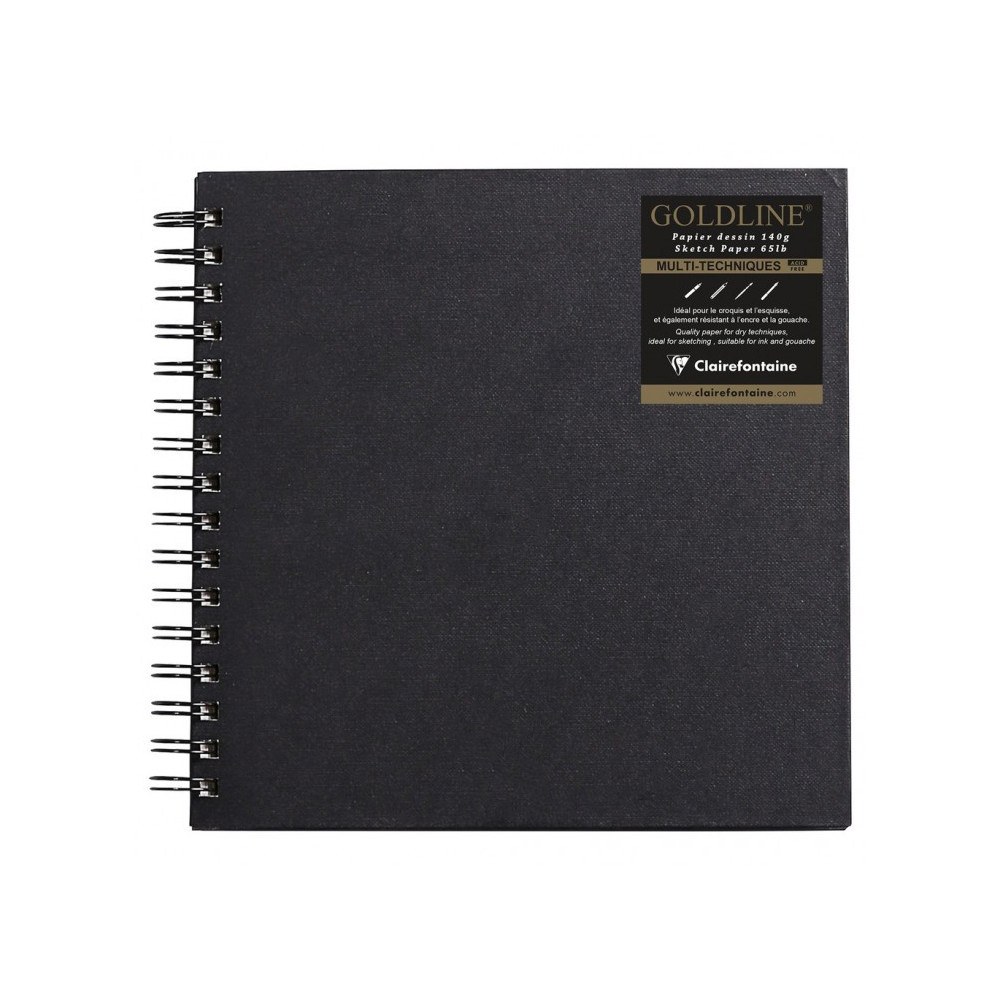 Goldline spiral sketchbook - Clairefontaine - black, 20 x 20 cm, 140 g, 64 sheets