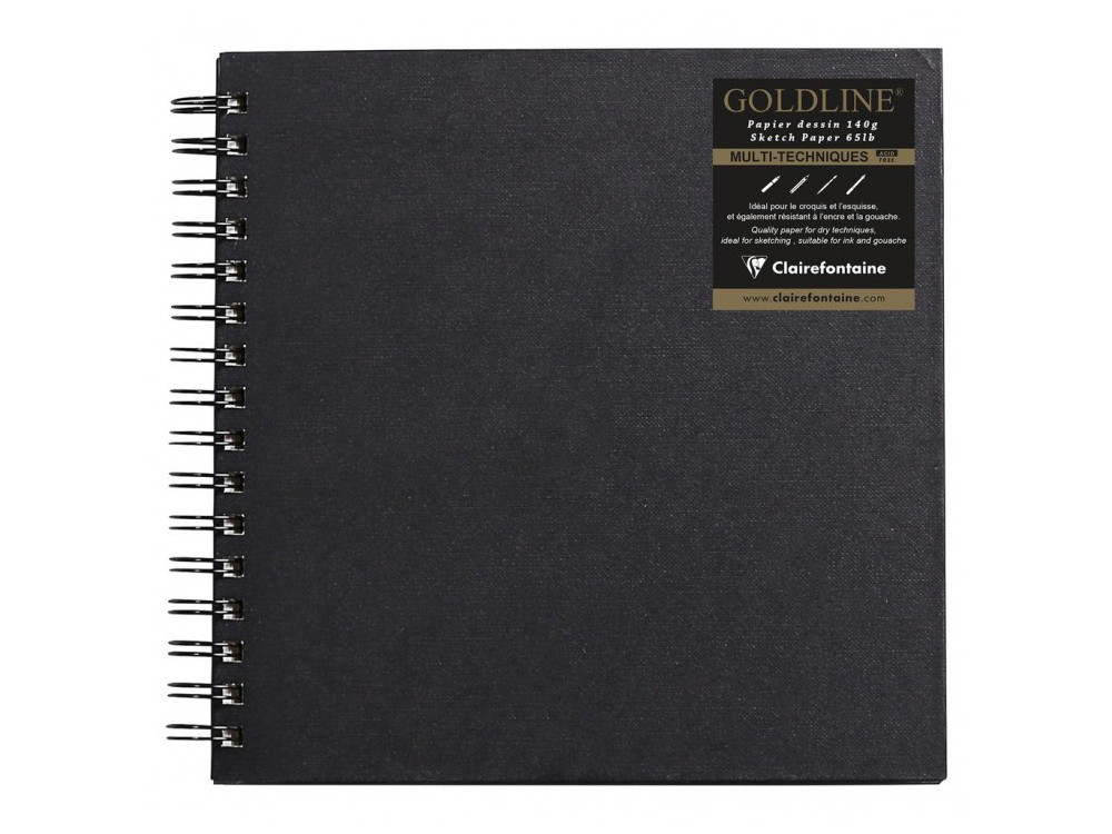 Goldline spiral sketchbook - Clairefontaine - black, 20 x 20 cm, 140 g, 64 sheets