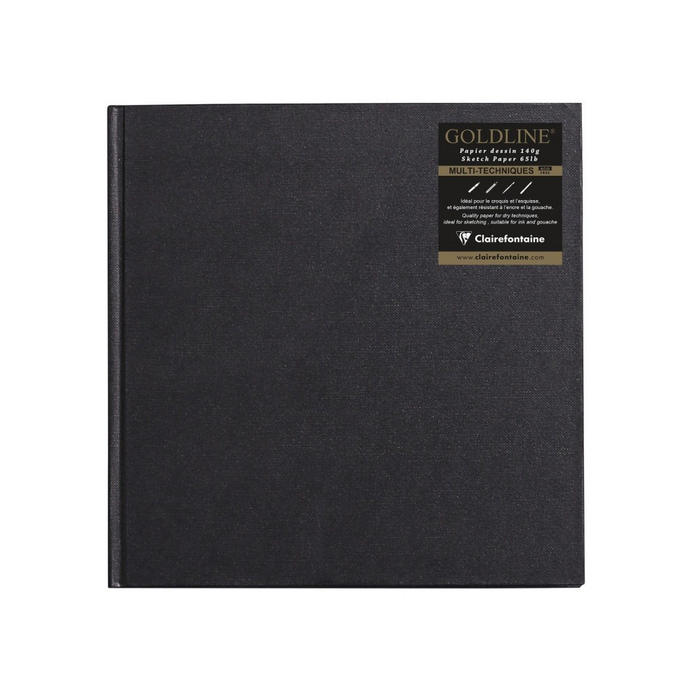 Goldline sketchbook - Clairefontaine - black, 20 x 20 cm, 140 g, 64 sheets