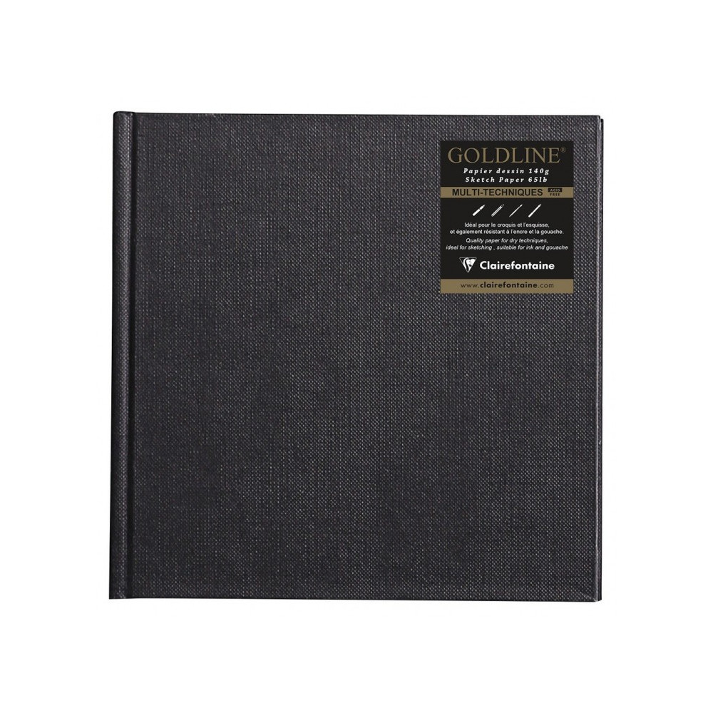 Szkicownik Goldline - Clairefontaine - czarny, 15 x 15 cm, 140 g, 64 ark.