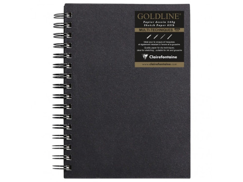 Goldline spiral sketchbook - Clairefontaine - black, vertical, A5, 140 g, 64 sheets