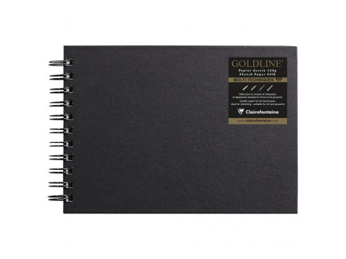 Szkicownik na spirali Goldline - Clairefontaine - czarny, poziomy, A5, 140 g, 64 ark.