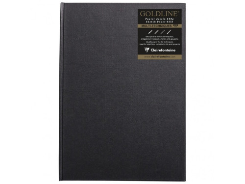 Szkicownik Goldline - Clairefontaine - czarny, pionowy, A4, 140 g, 64 ark.