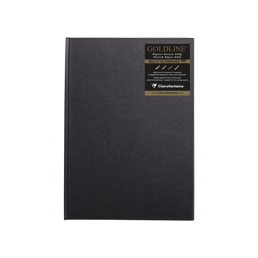 Goldline sketchbook - Clairefontaine - black, vertical, A4, 140 g, 64 sheets