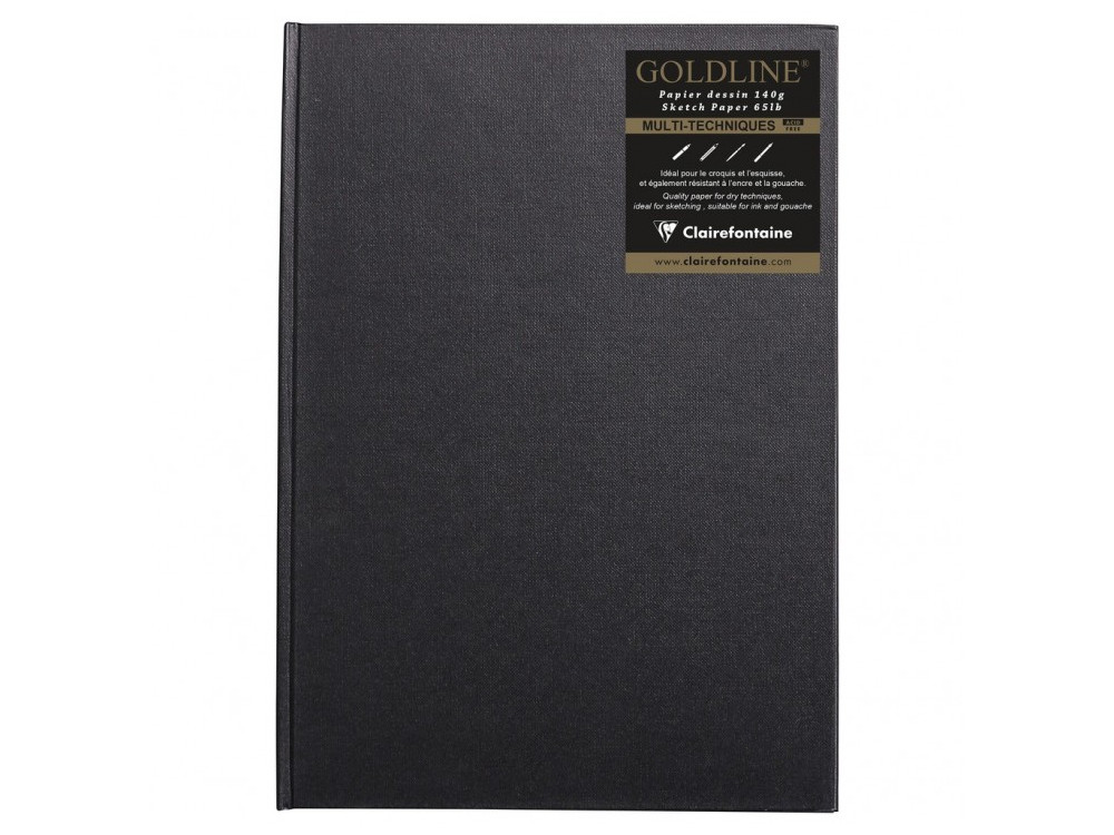Goldline sketchbook - Clairefontaine - black, vertical, A4, 140 g, 64 sheets