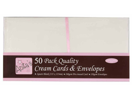 Square Cards & Envelopes Set - Anita's - Cream, 50 pcs