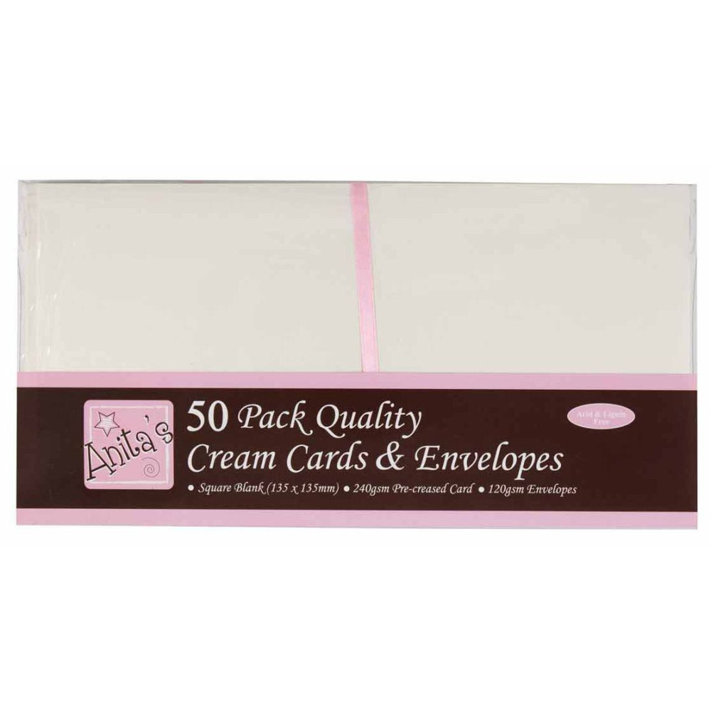 Square Cards & Envelopes Set - Anita's - Cream, 50 pcs