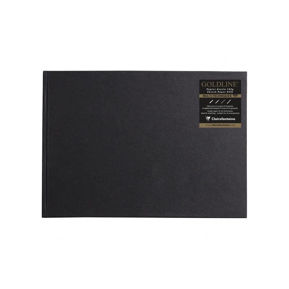 Szkicownik Goldline - Clairefontaine - czarny, poziomy, A4, 140 g, 64 ark.