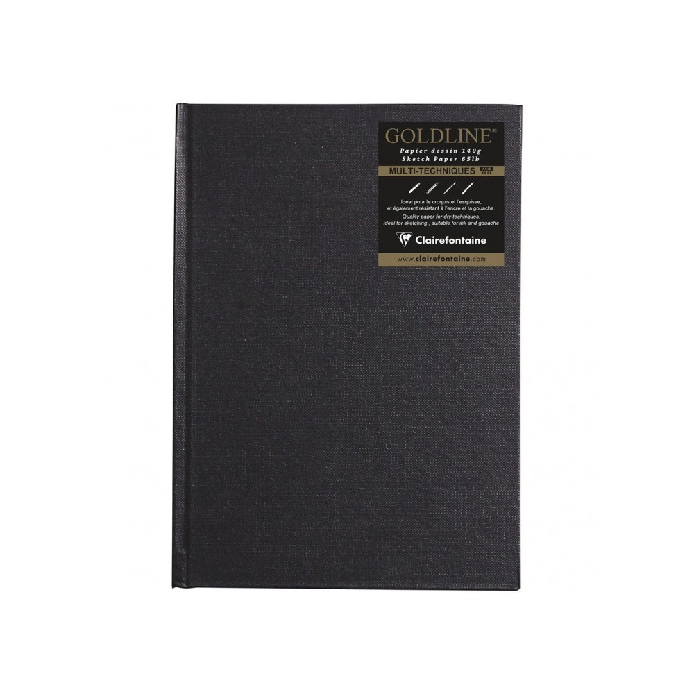 Szkicownik Goldline - Clairefontaine - czarny, pionowy, A5, 140 g, 64 ark.
