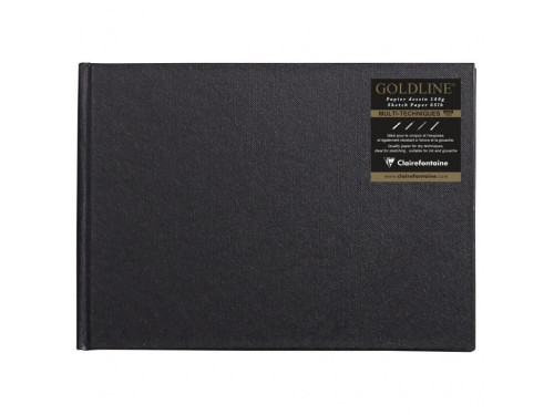 Szkicownik Goldline - Clairefontaine - czarny, poziomy, A5, 140 g, 64 ark.