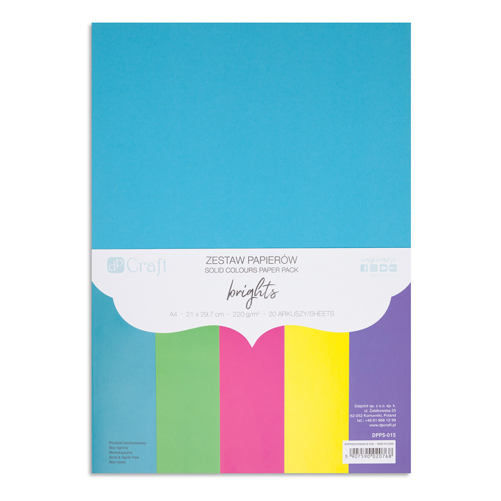 Paper Pack - DpCraft - Brights, A4, 220 g, 20 sheets