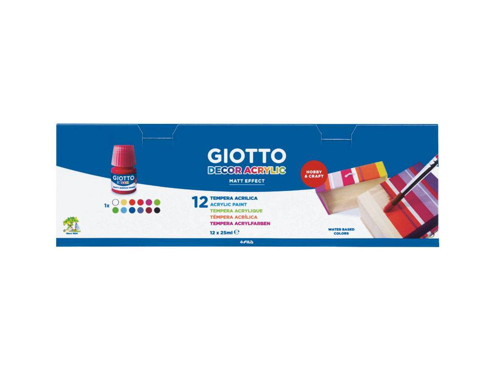 Farby akrylowe Decor Acrylic - Giotto - 12 kolorów x 25 ml