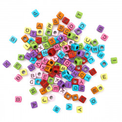 Beads letters - DpCraft - black on colorful base, 30 g