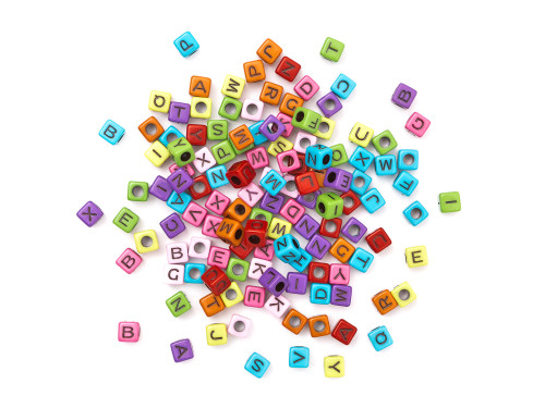 Beads letters - DpCraft - black on colorful base, 30 g
