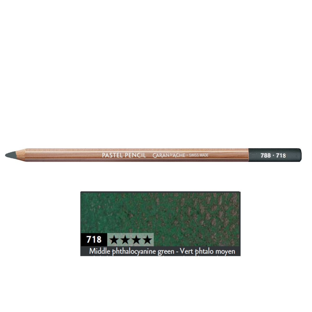 Dry Pastel Pencil - Caran d'Ache - 718, Middle Phthalo Green
