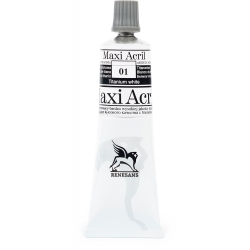 Acrylic paint Maxi Acril - Renesans - 01, titanium white, 60 ml