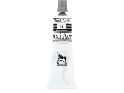 Acrylic paint Maxi Acril - Renesans - 01, titanium white, 60 ml