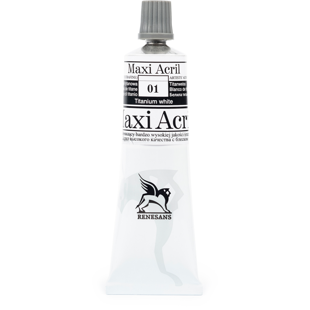 Acrylic paint Maxi Acril - Renesans - 01, titanium white, 60 ml