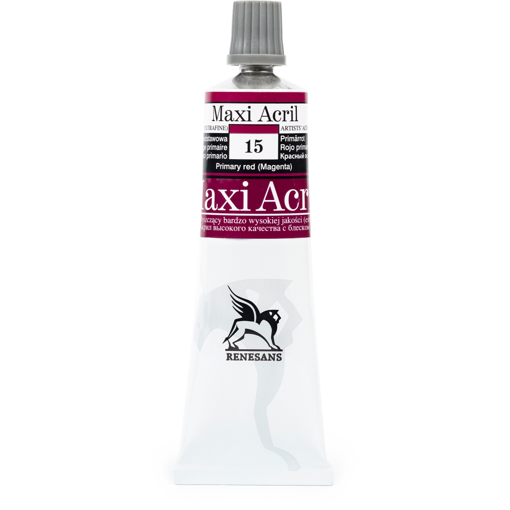 Acrylic paint Maxi Acril - Renesans - 15, primary red, 60 ml