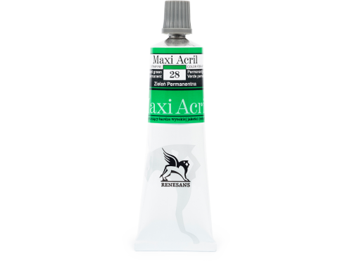 Acrylic paint Maxi Acril - Renesans - 28, permanent green, 60 ml