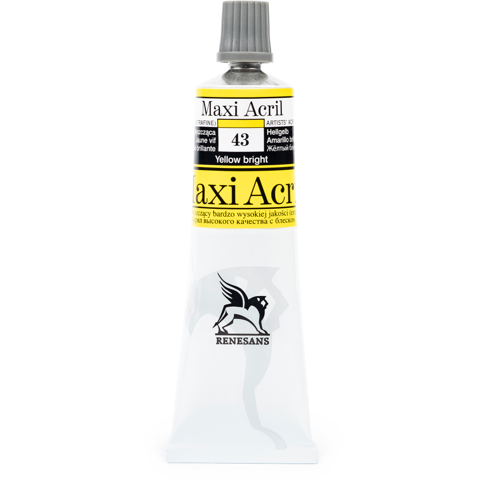 Acrylic paint Maxi Acril - Renesans - 43, yellow bright, 60 ml