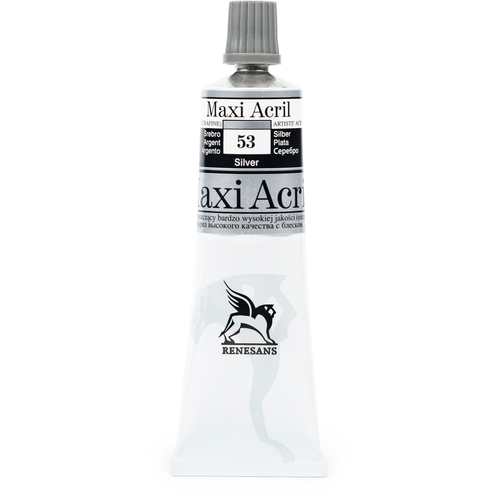 Acrylic paint Maxi Acril - Renesans - 53, silver, 60 ml