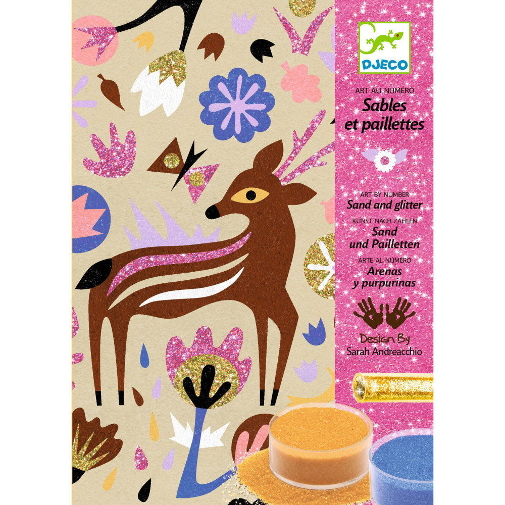 Artistic Sand Board set for kids, glitter painting - Djeco - Woodland