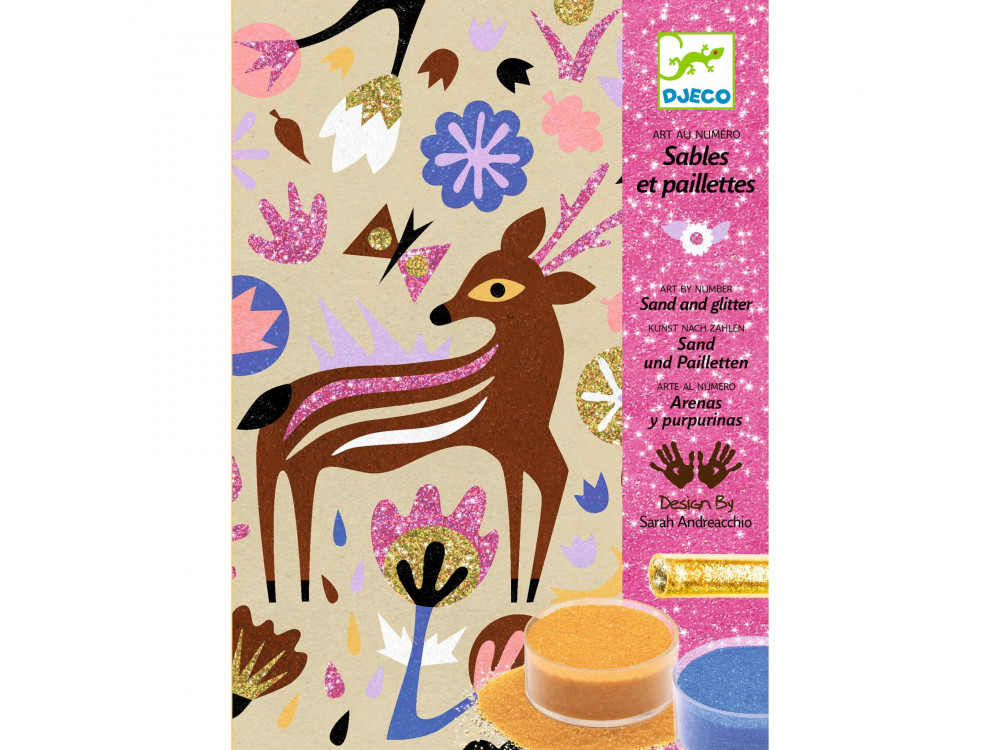 Artistic Sand Board set for kids, glitter painting - Djeco - Woodland