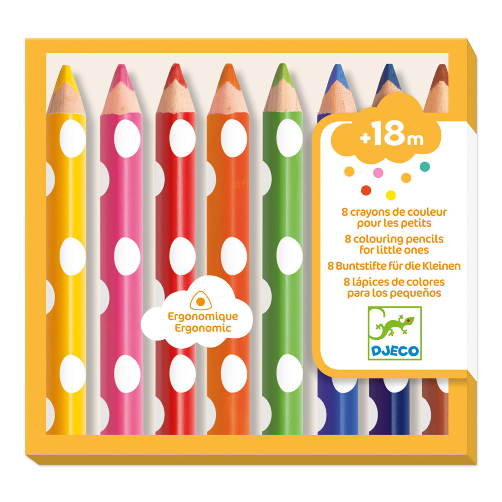 Zestaw kredek ołówkowych dla maluchów - Djeco - 8 kolorów