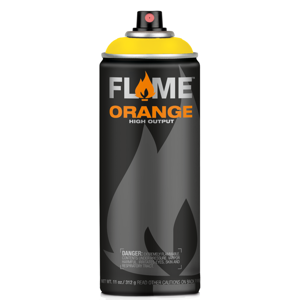 Flame Orange acrylic spray paint - Molotow - 104, Cadmium Yellow, 400 ml