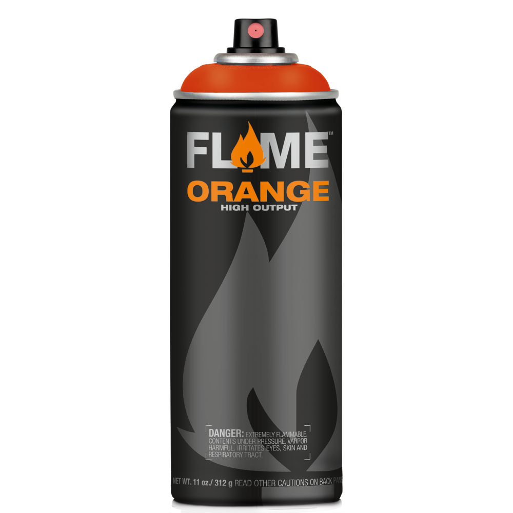Flame Orange acrylic spray paint - Molotow - 214, Red Orange, 400 ml