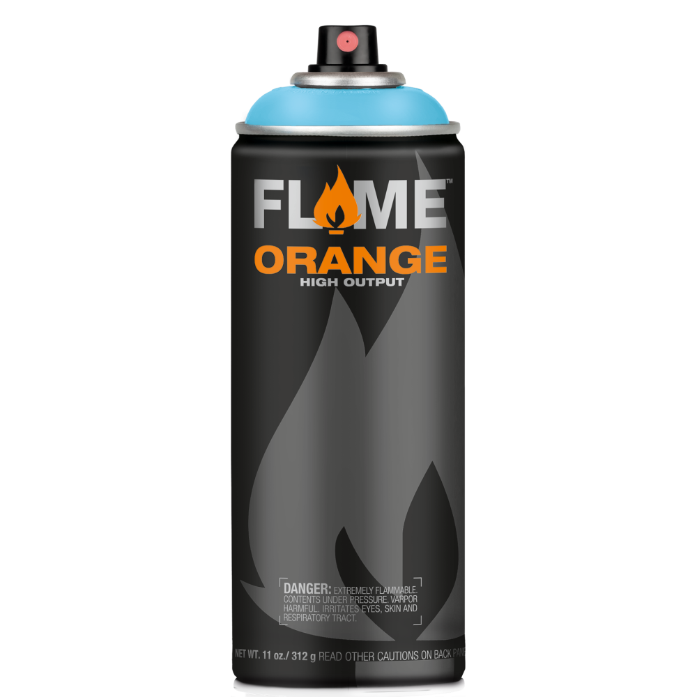 Flame Orange acrylic spray paint - Molotow - 502, Lighting Blue 400 ml