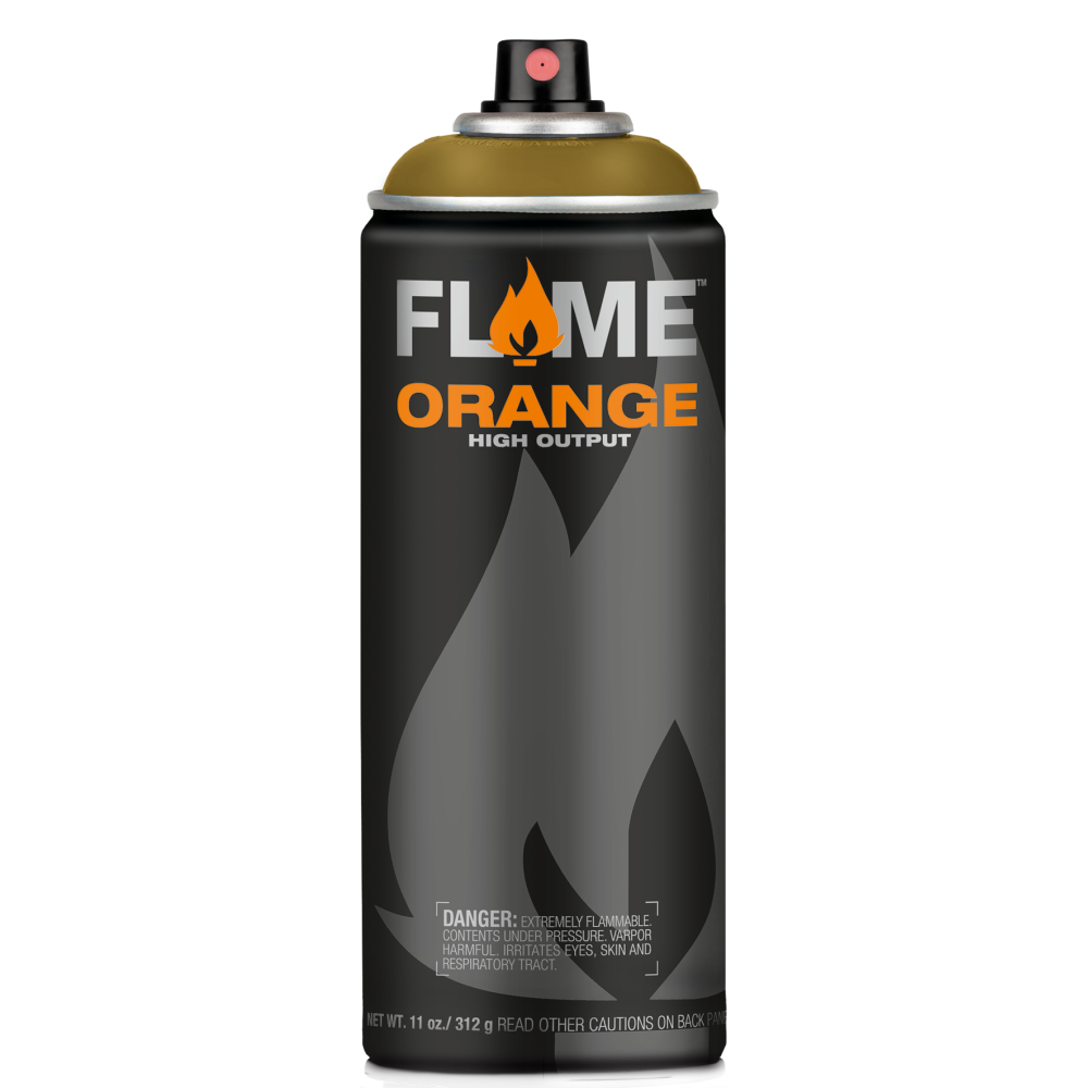 Flame Orange acrylic spray paint - Molotow - 633, Khaki Green, 400 ml