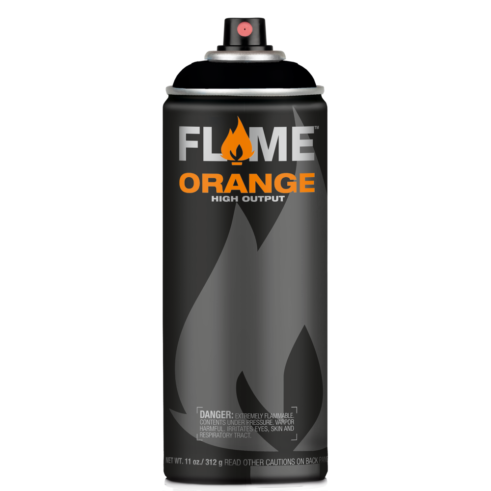 Flame Orange acrylic spray paint - Molotow - 901, Thick Black, 400 ml