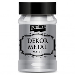 Farba do mebli Dekor Metal - Pentart - srebrna, 100 ml