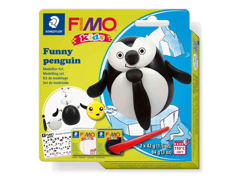 Zestaw masy samoutwardzalnej Fimo Kids - Staedtler - Pingwin, 2 kolory x 42 g