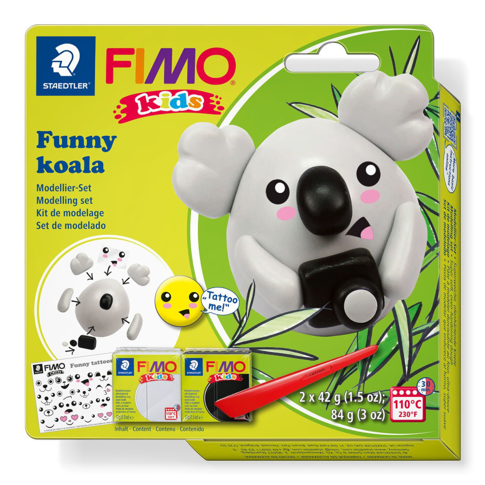Zestaw masy samoutwardzalnej Fimo Kids - Staedtler - Koala, 2 kolory x 42 g