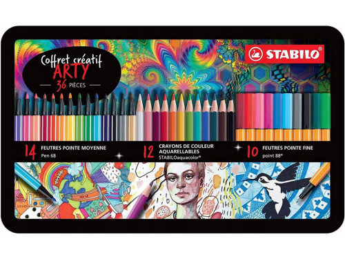 Zestaw do rysowania Arty w metalowym etui - Stabilo - 36 szt.