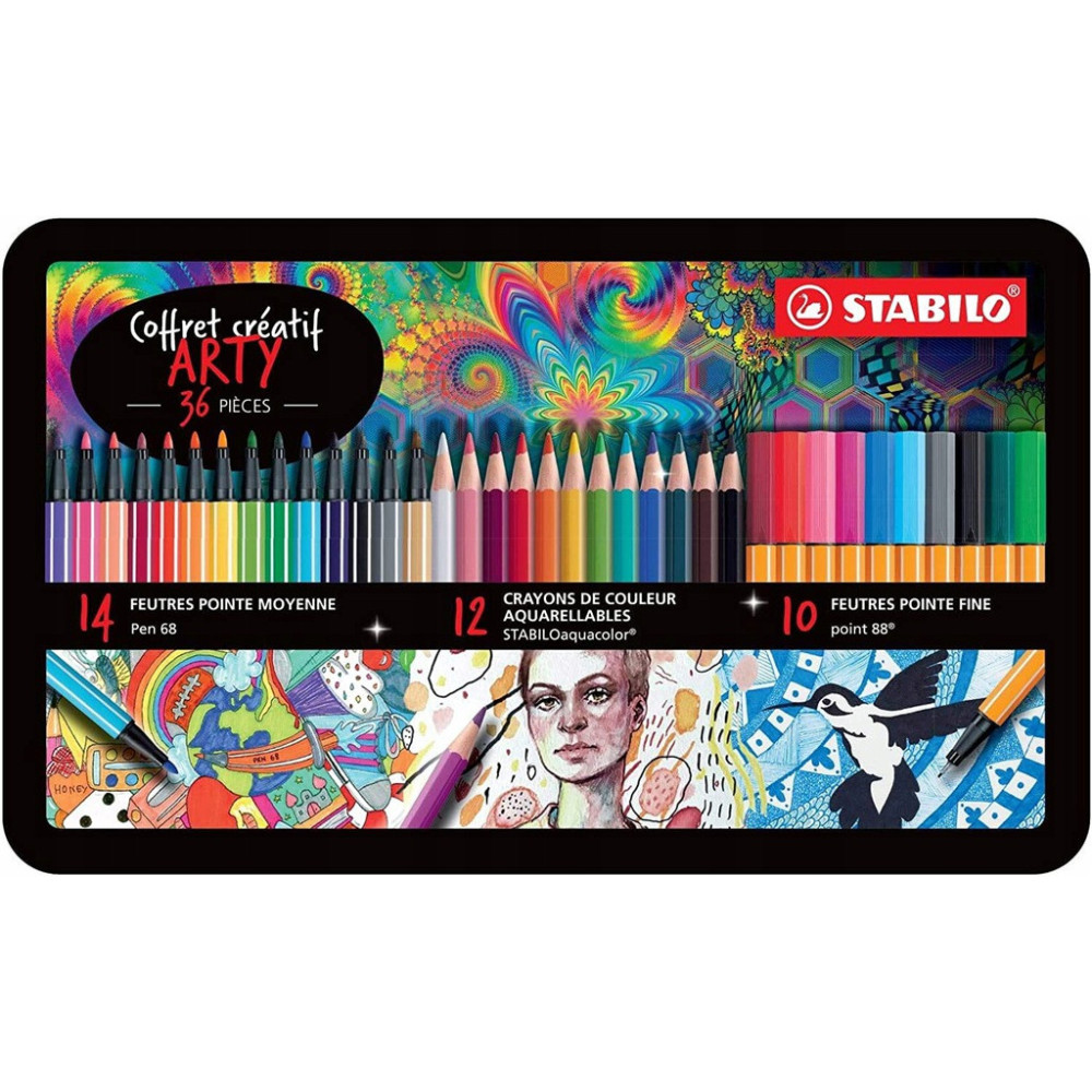  Chalk-Pastel Pencil - STABILO CarbOthello - ARTY+ - Tin of 24 -  Assorted Colors