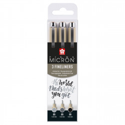 Set of Pigma Micron Fineliners 05 - Sakura - Black & Gray, 0,45 mm, 3 pcs.
